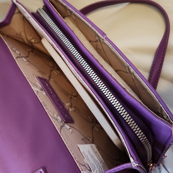 Betsey Johnson Purple Quilted Bow Crossbody Bag - Picture 5 of 8